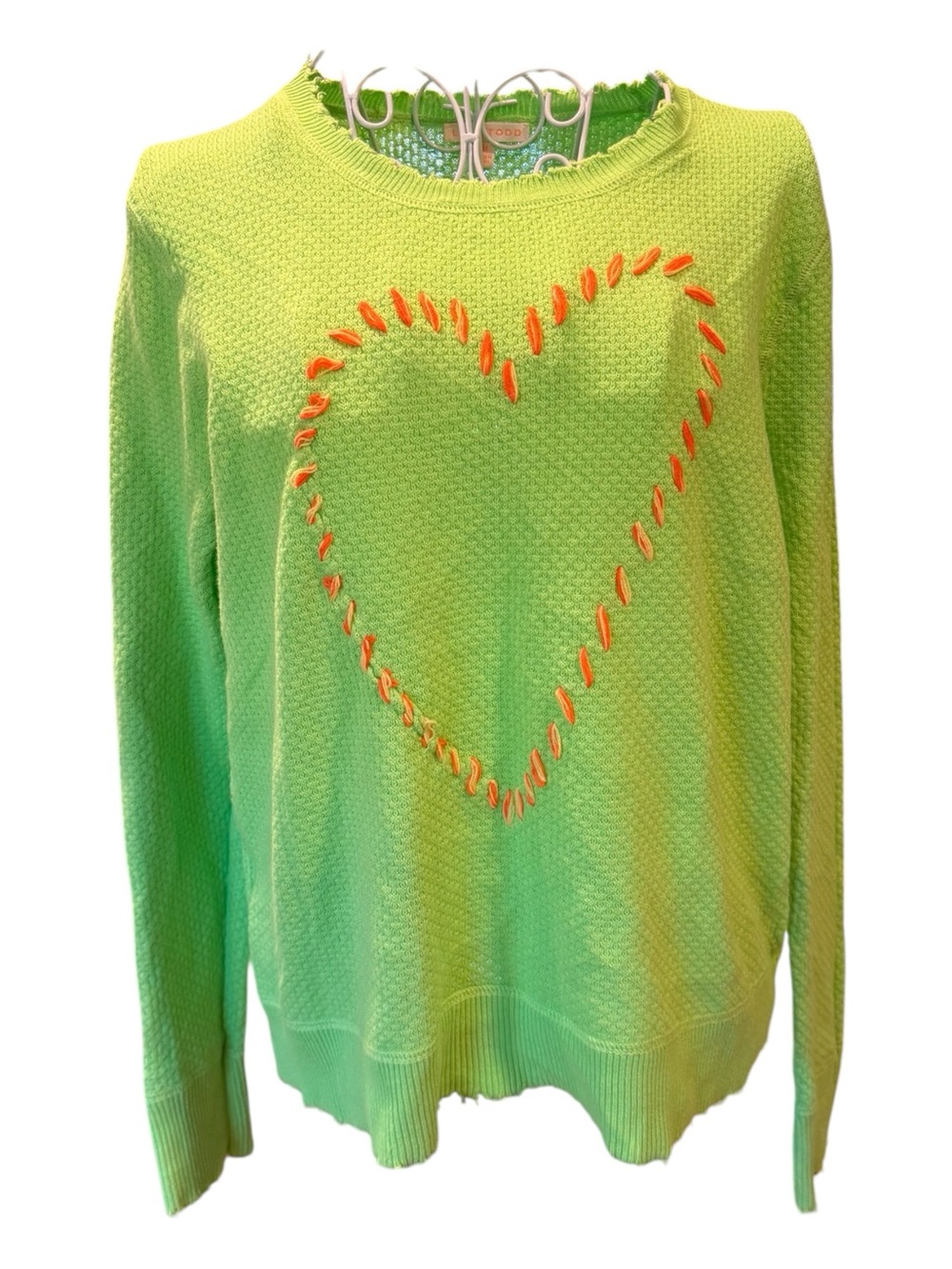 Lisa Todd M Cotton Knit Sweater Top Embroidered Heart Size M